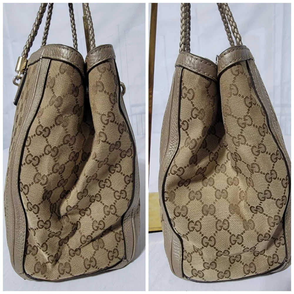 Gucci Bella Original Canvas GG Tote Bag Beige/Ebony